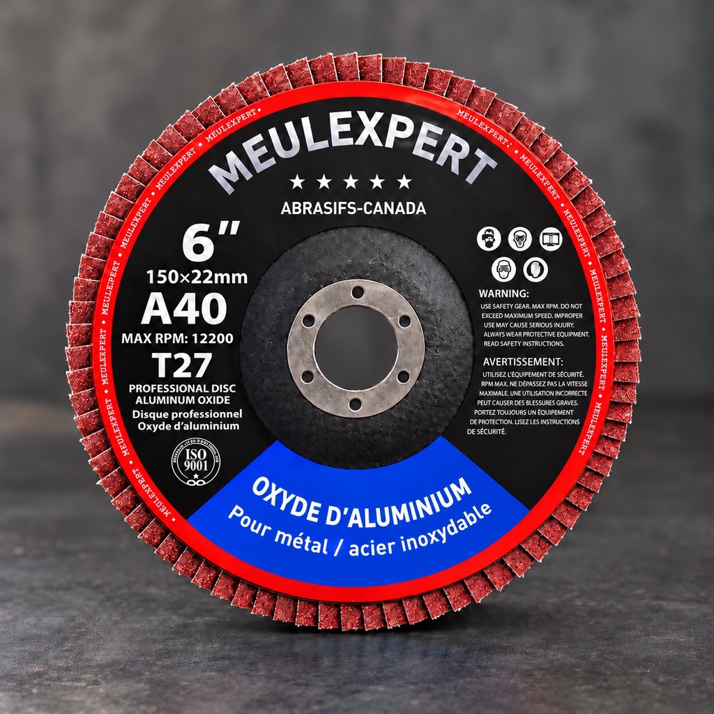Disque à lamelles Meulexpert 6 pouces en oxyde d’aluminium, grain 40